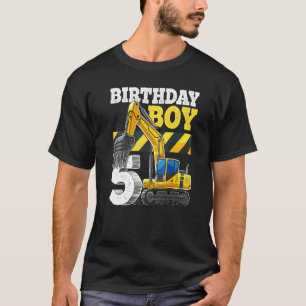 Verjaardag Jongen 5e Verjaardag Graafmachine Bouw T-shirt