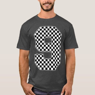 Verjaardag Jongen 9 Race 9e Racing Geruite Vlag T-shirt