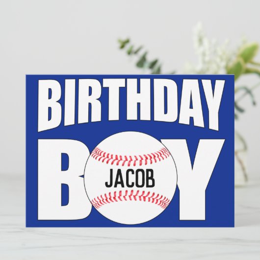 Verjaardag Jongen Baseball Speler Partij Aangepast Kaart (Staand voorkant)