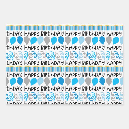 Verjaardag Jongen Coördinerende Patroon Wrapping P Inpakpapier Vel (Voorkant)