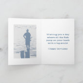 Verjaardag, jongen die van stronk aan het vissen i kaart (Binnen)