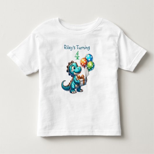 Verjaardag Jongen Dinosaurus Naam en leeftijd Kinder Shirts (Voorkant)