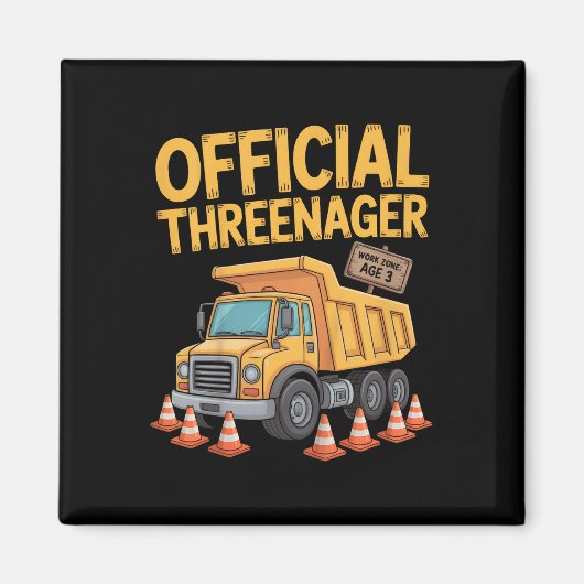 Verjaardag Jongen Drie Jaar Oud Threenager Bouw Magneet (Voorkant)
