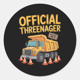 Verjaardag Jongen Drie Jaar Oud Threenager Bouw Ronde Sticker