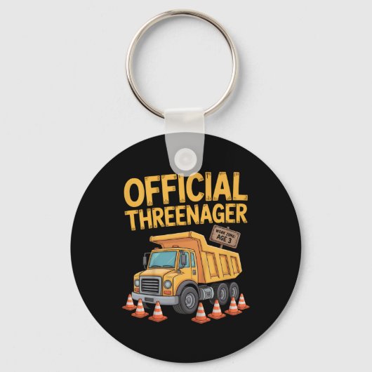 Verjaardag Jongen Drie Jaar Oud Threenager Bouw Sleutelhanger (Voorkant)