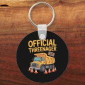 Verjaardag Jongen Drie Jaar Oud Threenager Bouw Sleutelhanger (Voorkant)