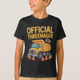 Verjaardag Jongen Drie Jaar Oud Threenager Bouw T-shirt