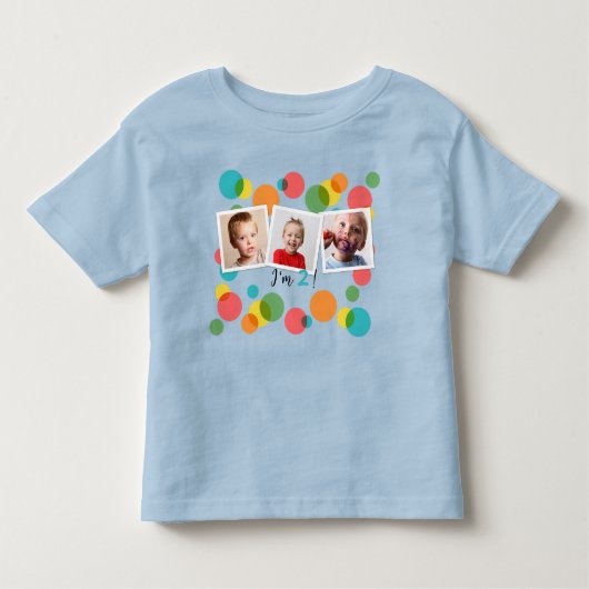 Verjaardag Jongen Foto's en Polka Dots Custom Age Kinder Shirts (Voorkant)