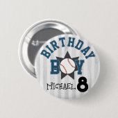 Verjaardag jongen honkbal aangepaste naam nummer ronde button 5,7 cm (Voorkant /achterkant)