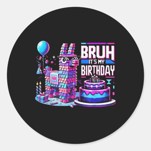 Verjaardag Jongen Kind Party Matching Bruh Zijn Mi Ronde Sticker (Voorkant)