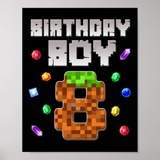 Verjaardag Jongen Kinder 8e Verjaardag 8 Jaar Oude Poster (Voorkant)
