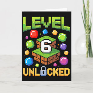Verjaardag Jongen Level 6 Ontgrendeld 6e Verjaarda Kaart