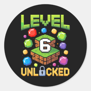 Verjaardag Jongen Level 6 Ontgrendeld 6e Verjaarda Ronde Sticker