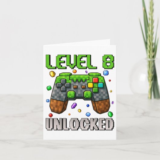 Verjaardag Jongen Level 8 Ontgrendeld 8e Verjaarda Kaart (Voorkant)