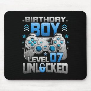 Verjaardag Jongen Niveau 7 Ontgrendeld Video Game Muismat