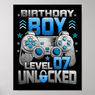 Verjaardag Jongen Niveau 7 Ontgrendeld Video Game Poster