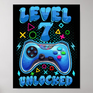 Verjaardag Jongen Niveau 7 Unlocked Video Gamer Ve Poster