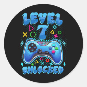 Verjaardag Jongen Niveau 7 Unlocked Video Gamer Ve Ronde Sticker