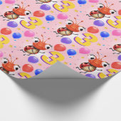Verjaardag Jongen of Meisje leeftijd 3 Ladybug inp Cadeaupapier (Hoek)