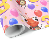 Verjaardag Jongen of Meisje leeftijd 3 Ladybug inp Cadeaupapier (Rol Hoek)