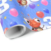 Verjaardag Jongen of Meisje leeftijd 3 Ladybug inp Cadeaupapier (Rol Hoek)