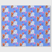 Verjaardag Jongen of Meisje leeftijd 8 lieveheersb Cadeaupapier (Vlak)