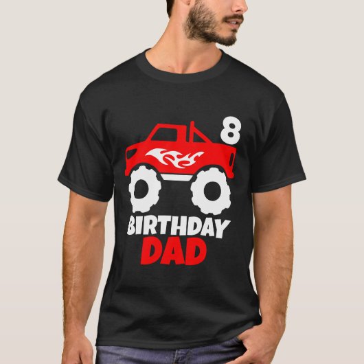 Verjaardag Jongen Rood Monster Truck Matching Papa T-shirt (Voorkant)