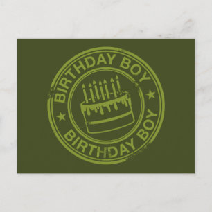 Verjaardag Jongen -rubber stempel effect- groen Briefkaart