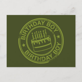 Verjaardag Jongen -rubber stempel effect- groen Briefkaart