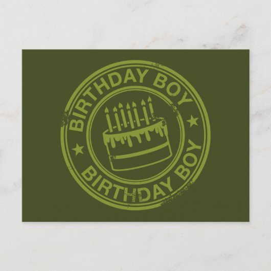 Verjaardag Jongen -rubber stempel effect- groen Briefkaart (Voorkant)