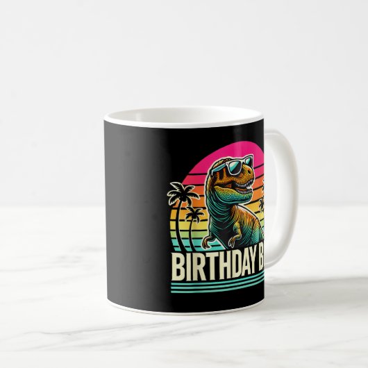 Verjaardag Jongen T-Rex Retro Sunset Cool  Tri-B Koffiemok (Voorkant rechts)