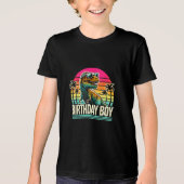 Verjaardag Jongen T-Rex Retro Sunset Cool  Tri-B Tri-Blend Shirt (Voorkant)
