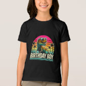 Verjaardag Jongen T-Rex Retro Sunset Cool  Tri-B Tri-Blend Shirt (Voorkant)