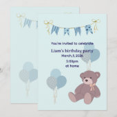 Verjaardag jongen uitnodigingskaart kaart (Voorkant / Achterkant)