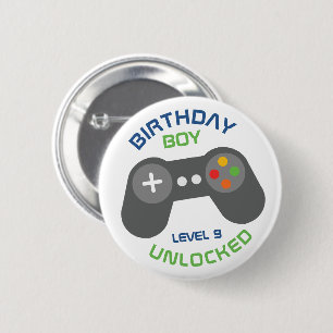 Verjaardag Jongen Videospelletjes Thema Feest Ronde Button 5,7 Cm