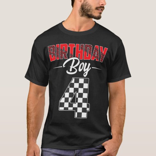 Verjaardag Jongen Vier 4 Jaar Oude Pit Crew 4e Ver T-shirt (Voorkant)