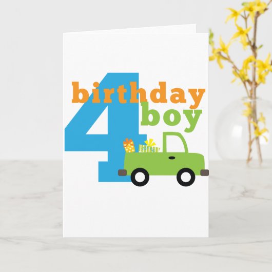 Verjaardag Jongen Vrachtwagen 4 Kaart (Gele Bloem)