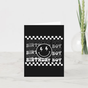 Verjaardag Jongens Groovy Smile Face Checkered Ver Kaart
