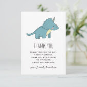 Verjaardag jongenssausaurus | Schattige Kinderen D Bedankkaart (Staand voorkant)