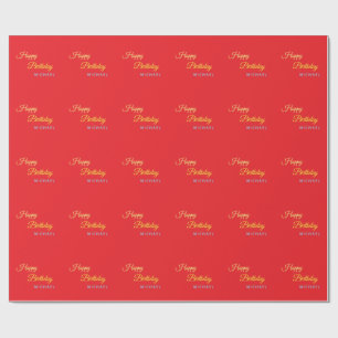 Verjaardag Jouw Naam Minimalistisch Modern Cadeaupapier