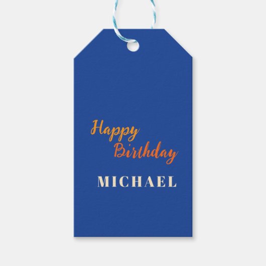 Verjaardag Jouw Naam Minimalistisch Persoonlijk Mo Cadeaulabel (Voorkant)