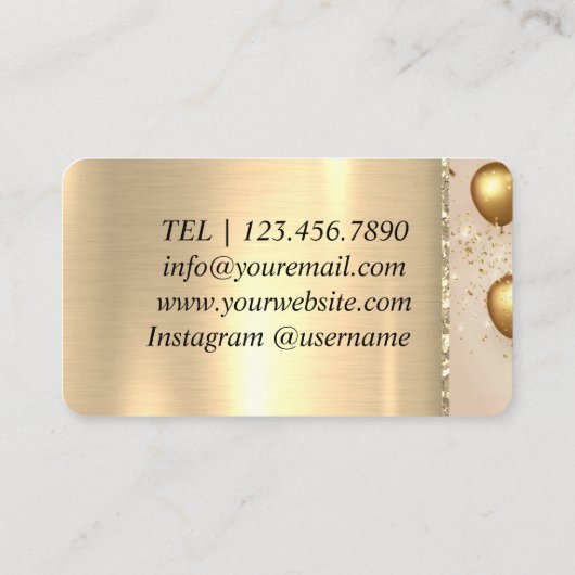 Verjaardag Jubileum Gift Wit Roze Goud Ballonnen Visitekaartje (Achterkant)