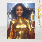 Verjaardag & Jubileum Superheld Kaart (Gele Bloem)