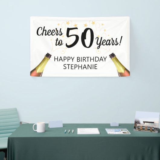 Verjaardag JUICHEN TOT JAREN Script Custom Colours Spandoek (Beurs)