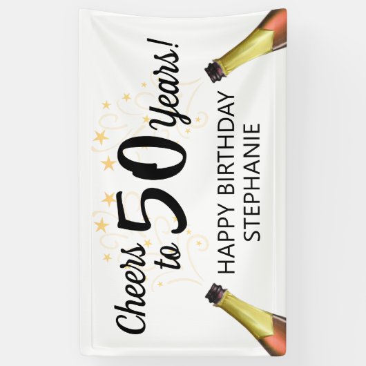 Verjaardag JUICHEN TOT JAREN Script Custom Colours Spandoek (Verticaal)