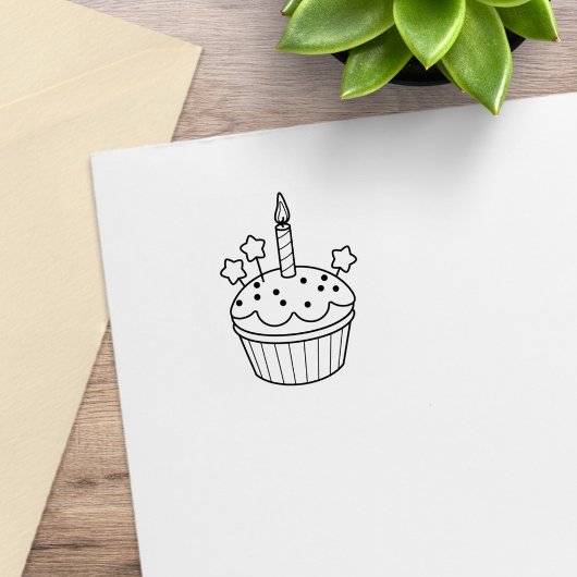 Verjaardag Kaars Cupcake 1x1 Rubberstempel