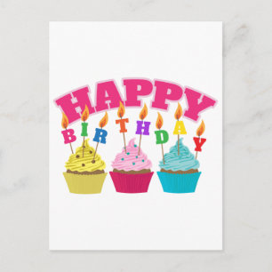 Verjaardag Kaarsen Cupcakes - Cadeaubestelling Briefkaart