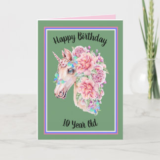 Verjaardag Kaart 10 jaar oud met eenhoorn voor mei