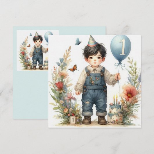 VERJAARDAG KAART ~ 1 jaar oude jongen ~ (Voorkant / Achterkant)