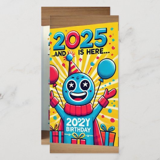 Verjaardag Kaart 2025 - Feest (Voorkant / Achterkant)